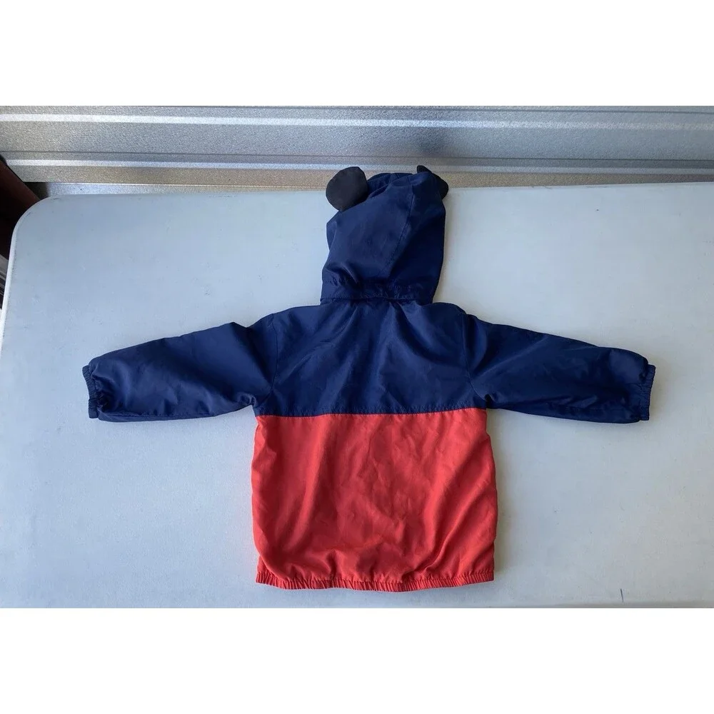 H&M Disney Mickey Mouse Hooded Jacket 3D Ears Fleece Lined Colorblock 18-24M
